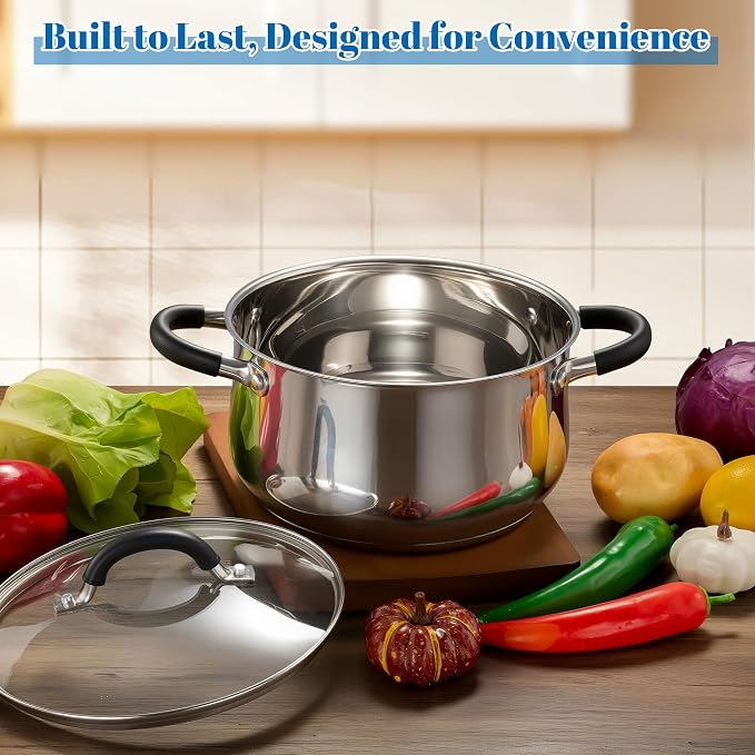 E-far Stainless Steel Stock Pot, 8 Quart Large Cooking Pot - Image 8