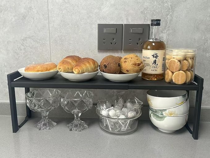 2 Pack Expandable Cabinet Shelf Organizer 16-26" L Stackable Kitchen Counter - Image 5