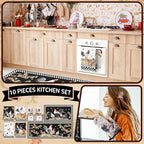 Fourluoo 10 Pcs Rooster Kitchen Dish Towels Rugs Oven Mitts and Pot Holders Set - Image 2