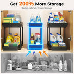 Sevenblue 3 Pack Under Sink Organizer, 2 Tier Slide Out Bathroom Cabinet - Image 4
