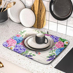 Hydrangea Floral Dish Drying Mat 16x18 inch Spring Summer Decorative Fast Dry - Image 5
