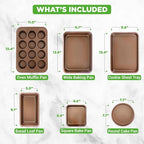 NutriChef 6-Piece Nonstick Bakeware Set, Carbon Steel Baking Pans Set, Includes - Image 3