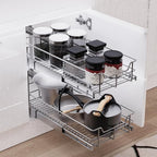2 Tier Pull Out Cabinet Organizer 11" W X 22" D, Slide Out Drawers - Image 5