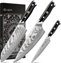 Damascus Knife Set 3 PCS: Japanese Kitchen Knives by ASETY