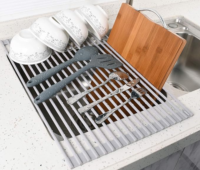 Surpahs 20.5 x 13.1 Inch Roll-Up Dish Drying Rack, Fits Across Sink Openings up - Image 7