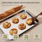 BRONYPRO Stainless Steel Baking Sheet Pan Set of 3, Cookie Sheets 9/12/16 In - Image 3