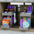 DEKAVA Under Sink Organizer 2 Pack，Bathroom Cabinet Organizer，2 Tier Sliding - Image 5