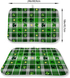 St Patricks Day Dish Drying Mat 18x24 Inch Green Lucky Shamrock Buffalo Plaid - Image 2