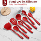 LIANYU 8-Piece Kitchen Utensils Set, Silicone Cooking Utensil Spatula Sets - Image 3
