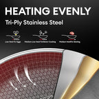 COOKER KING 8-Inch Stainless Steel Pan, Hybrid Nonstick Frying Pan, 3-Ply Clad - Image 3
