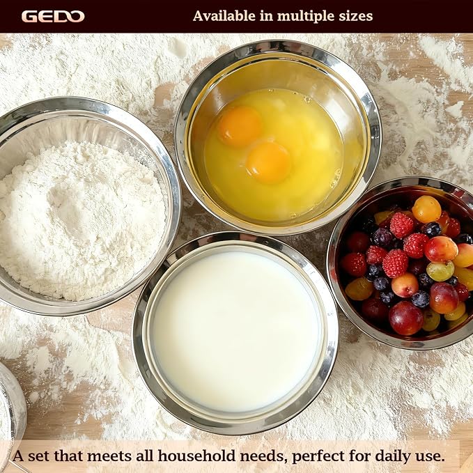 GEDO Stainless Steel 4 Piece Mixing Bowls Set, SUS316 Metal Nesting Bowls - Image 7