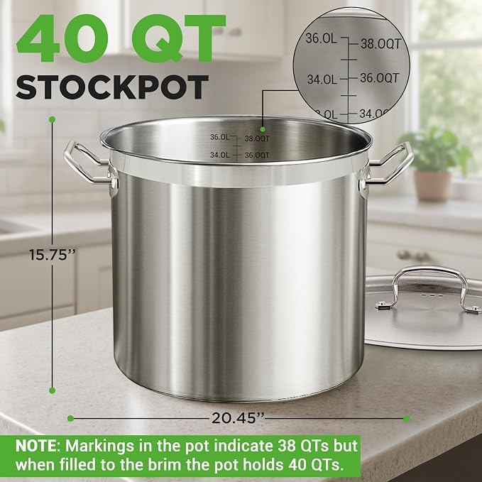Nutrichef Stainless Steel Cookware Stockpot, 40 Quart Heavy Duty Induction Soup - Image 2