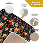 Black Flowers Dish Drying Pad Boho Floral Washable Microfiber Kitchen Mat - Image 4