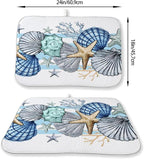 Nautical Coastal Starfish Dish Drying Mat 18x24 Inch Blue Beach Coral Shell - Image 3