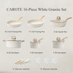 CAROTE 16 Piece Pots and Pans Set Nonstick, Non Stick Cooking Set w/Frying Pans - Image 2