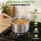 NutriChef 2 Quart Stainless Steel Saucepan - Image 3