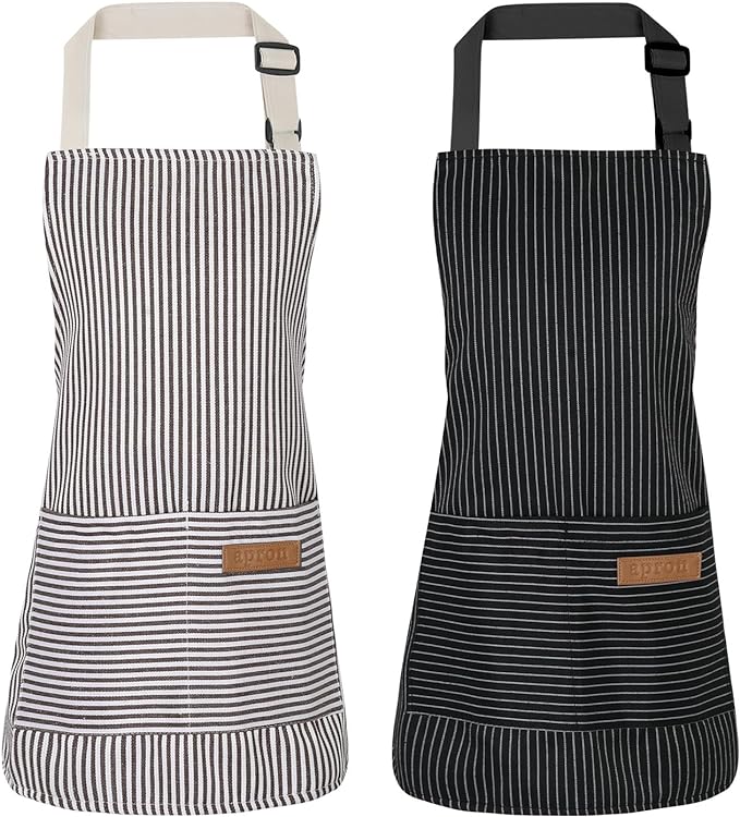 2 Pack Stripes Kids Apron, Kids Cooking Aprons by XLSXEXCL
