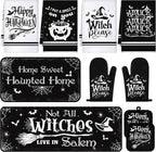 Fanfanwin 10 Pcs Halloween Kitchen Decor Set Witch Kitchen Towels and Rugs Pot by Fanfanwin