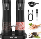 Electric Salt and Pepper Grinder Set, Upgrade 2-Speed Setting, External 5 by AMOSA