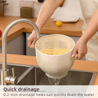 Metal Colander with Wood Handle and Stable Base, Powder Coated Steel Kitchen - Image 3