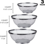 3 Pack Strainers for Kitchen, 18/8 Stainless Steel Colander, Fine Mesh Strainer - Image 3