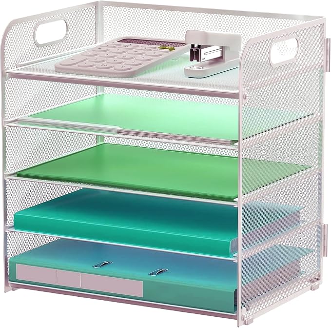 Letter Tray Paper Organizer 5-Tier Desk Organizer File Organizer Paper Holder by Sinboun