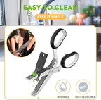 Herb Scissors with 5 Blades and Cover, Kitchen Herb Cutter with Cleaning Comb - Image 5