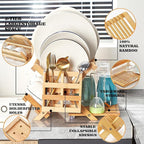 Bamboo Dish Drying Rack for Kitchen - Image 3