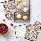 Cute Cat Oven Mitts and Pot Holders Sets 3PCS, Cat Silicone Heat Resistant Oven - Image 7