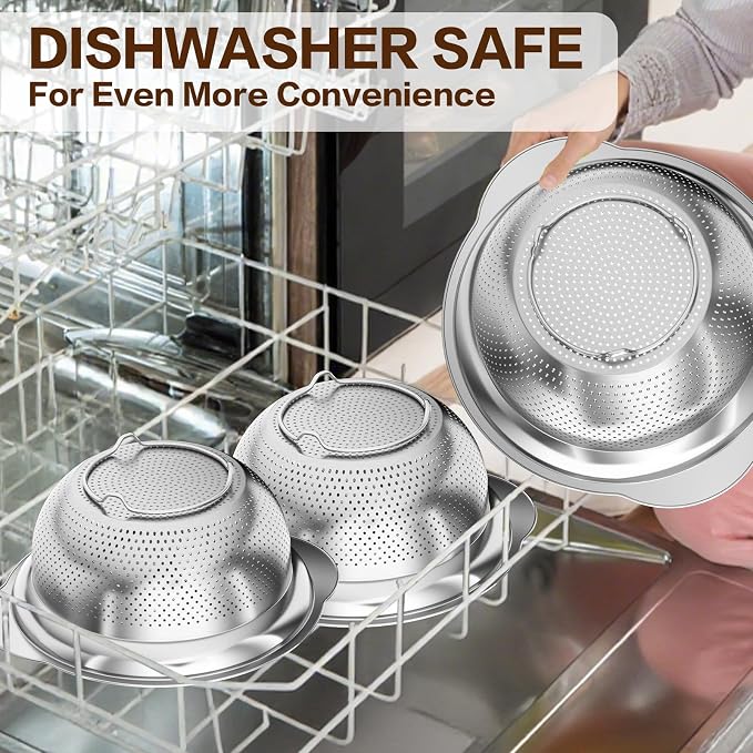 Stainless Steel Colander for Kitchen, 5 Quarts Stainless Steel Strainer - Image 8