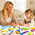 Dough Tools Play Set for Kids, Rolling Pins, Safety Scissors, Plastic Knife - Image 7