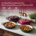 3 Quart Enameled Cast Iron Braiser, Non Stick Enameled Cast Iron Skillet - Image 2