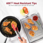 600ºF Heat Resistant Kitchen Tongs: U-Taste 9+12 inch Silicone Cooking Tong Set - Image 3