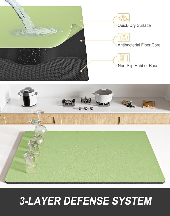 Rnivvi Dish Drying Mat for Kitchen Counter, 12 x 19" Super Absorbent Drainer - Image 4