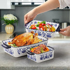 SOUJOY 3 Pack Porcelain Bakeware Set, Rectangular Baking Dishes, Lasagna Pan - Image 6
