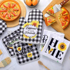 Leinuosen 6 Plaid Sunflower Kitchen Towels Kitchen Decor and Accessories Set - Image 2