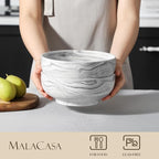 MALACASA Large Serving Bowls, 60 OZ Salad Bowls Set of 2, Ceramic Mixing Bowls - Image 3