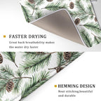 Winter Dish Drying Mat for Kitchen Counter Pine Needle Cone Festival Xmas - Image 3