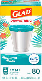 Glad Small Trash Bags 4 Gallon, Febreze Bahama Bliss Garbage Bags, Odor - Image 10