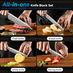 Sunnecko Knife Set with Block and Sharpener - Image 6