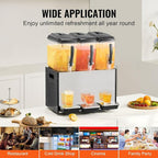 VEVOR Commercial Beverage Dispenser, 3 Tanks 12 L / 12.7 QT Per Tank Juice - Image 6