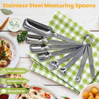 Stainless Steel Measuring Spoons Set of 13, Includes 7 Rectangular Measuring - Image 6