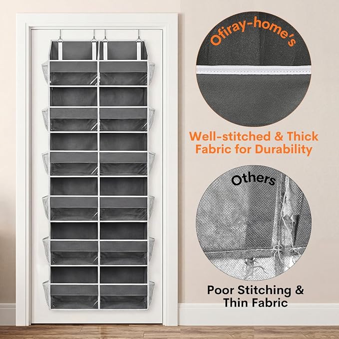 2 Pack Over The Door Organizer 6 Tiers, Extra Large Behind Door Storage of 12 - Image 7