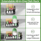 Large 2 Tier Dish Drying Rack, Extendable Dish Rack, Stainless Steel Anti-Rust - Image 2