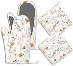 Vintage Wild Flowers Oven Mitts and Pot Holders Herb Floral Silicone Kitchen by BIGXIUKA