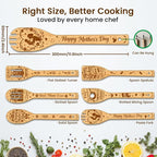 CUTHOLLOW 6PCS Mother's Day Elements Wooden Kitchen Cooking Utensil Set - Image 2