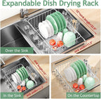 Fanbsy Dish Drying Rack in Sink, Extendable Stainless Steel Dish Drainers - Image 3