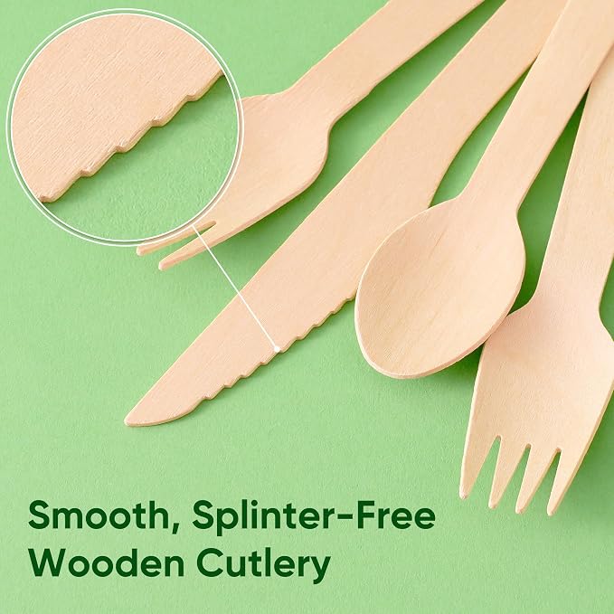 Disposable Wooden Utensils Set, Compostable Utensils, Disposable Cutlery - Image 7
