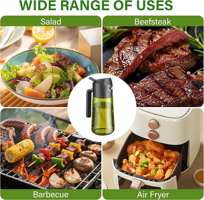 Vakoo Oil Sprayer for Cooking, 2 in 1 Oil Dispenser for Kitchen, 16oz/470ml - Image 6