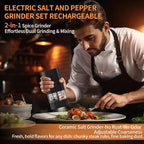 Dual Chamber Electric Pepper and Salt Grinder, Rechargeable Salt and Pepper - Image 2